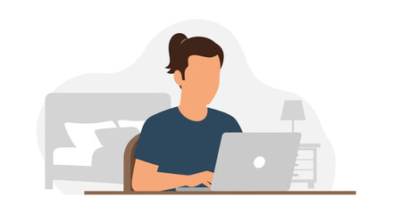 Person working on laptop at home, ideal for websites or blogs about remote work, freelance, or productivity.