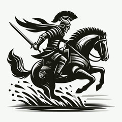 Fototapeta premium the kninght is riding a horse 