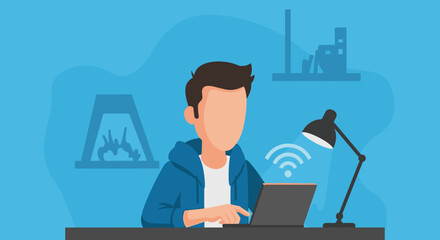 Person working on laptop at home, perfect for remote work, online learning, or freelance websites.