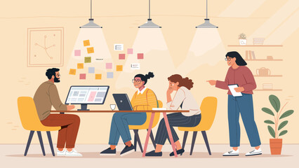 Team brainstorming session in a modern office. Perfect for website banners, presentations, or marketing materials.