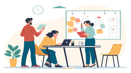 Teamwork, brainstorming, and project planning illustration for websites and presentations.