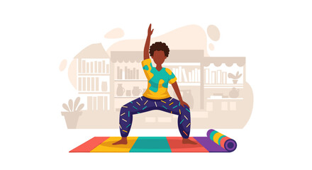 Woman doing yoga, perfect for wellness websites or brochures.