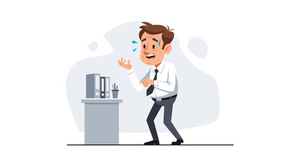 Stressed businessman, overwhelmed at work. Illustration perfect for articles on workplace stress, burnout, and mental health.