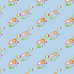 Seamless floral natural abstract pattern white background Blue