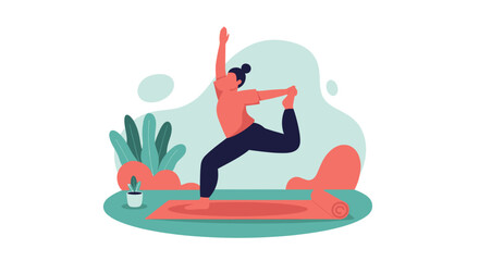 Woman practicing yoga outdoors, perfect for wellness websites or brochures.