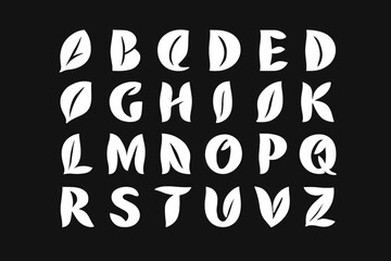 Stylish leaf-designed alphabet, perfect for eco-friendly branding and nature-themed projects.