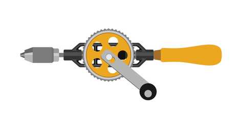 Manual Hand Drill – Carpentry & Woodworking Tool Flat isolated Vector Illustration