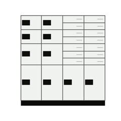 集合住宅の宅配ボックスのイラスト・宅配ロッカー・宅配ボックスの使用シーン