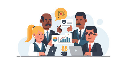 Diverse Business Team Collaborating on Project, Ideal for Website or Presentation