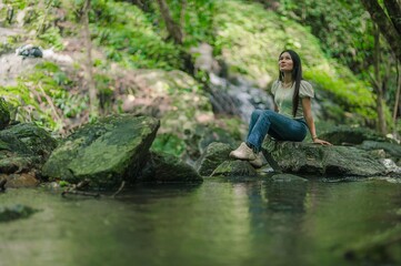Tranquil Moment by the Waterfall in the Lush North and South Jetkot
