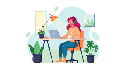 Woman working from home on laptop, perfect for blog posts about remote work or telecommuting.