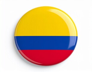 Fototapeta premium Colombia Flag Button on White Background
