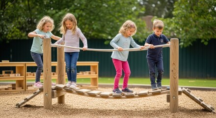 Fototapeta premium cheerful kids playing in the park