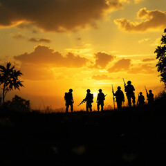 Sunset Patrol Silent Guardians A Team of Soldiers on Tropical Hill