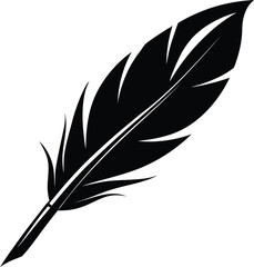 Feather Quill Pen Silhouette Pure Black