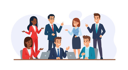 Diverse Business Team Collaboration: Illustration for Landing Pages and Presentations