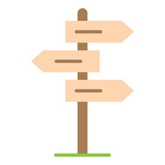 Wooden Directional Signpost with Three Arrow Signs Icon
