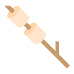 Marshmallows on a Stick Cartoon Illustration Icon