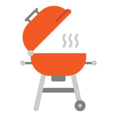 BBQ Grill Vector Illustration with Smoke Icon