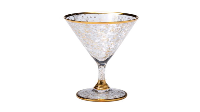 A crystal-etched quartz exclusive cocktail glass crafted for opulent interior showcases, white background --ar 16:9