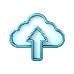 A blue cloud upload icon isolated on white background