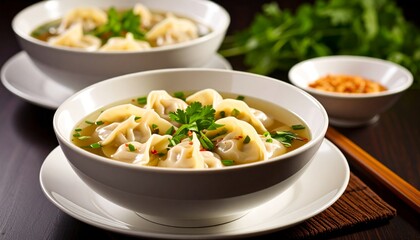 Yummy Wonton Soup, Dumpling Soup, Or Pangsit Kuah.