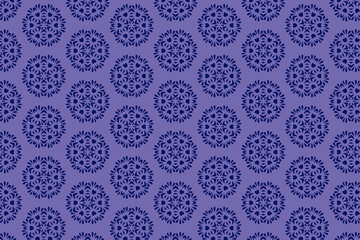 Stylish ornamental print ideal for textiles. A bold geometric blue floral pattern. Decorative pattern.