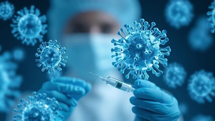 Coronavirus vaccine syringe fight against virus infection protection medical healthcare research pandemic concept symbolizing control and prevention - Powered by Adobe