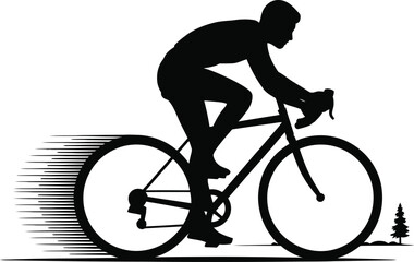 Naklejka premium Cyclist riding fast outdoors bicycle racing