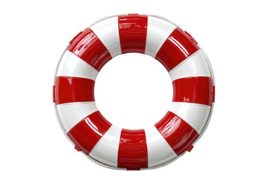 Red and white striped life preserver