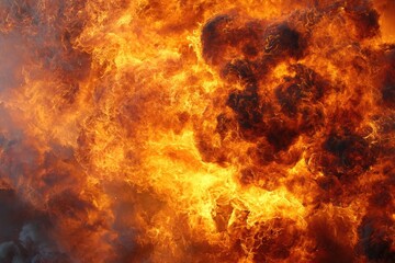 Obraz premium Fiery explosion, intense orange and yellow flames billowing
