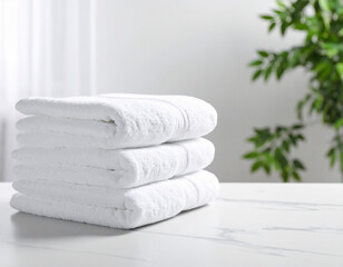Stack of Clean White Hotel Towels