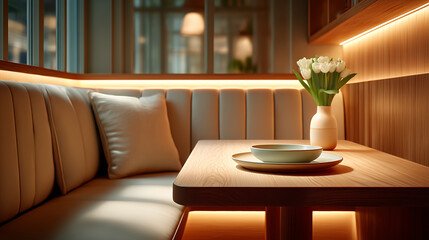Elegant Restaurant Booth with Tulip Decor