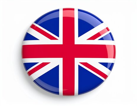 united kingdom flag Union Jack Flag Button on White Background