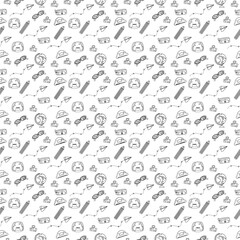 School Supplies Doodle Seamless Pattern 