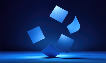 Abstract design, dynamic squares, blue light