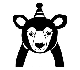 Party Hat Bear - Festive Animal Birthday Nursery Illustration