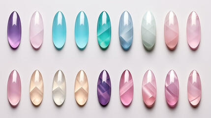 Collection of Colorful Artificial Press-On Nails for Manicure and Nail Art