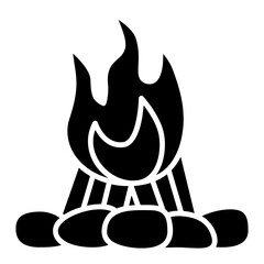Campfire Icon: Burning Flames and Logs