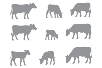 silhouettes of cows. animals vector stock illustration