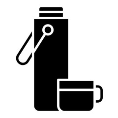Thermos flask with cup vector icon illustration