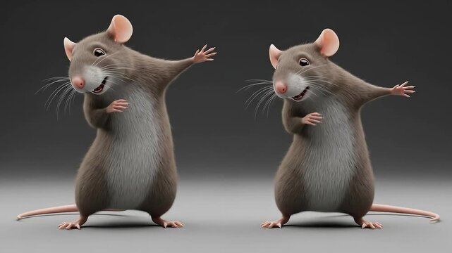 Cartoon Rat Performing Dab Dance in Studio Setting