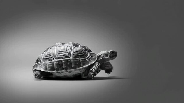 Detailed  shot of a tortoise in monochrome
