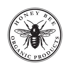 Honey bee organic brand badge logo