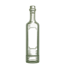 A minimalist line drawing of a tall glass olive oil bottle