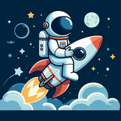 Fototapeta premium illustration of an astronaut on a rocket 