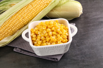 Canned sweet young corn grain