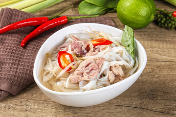 Vietnamese Pho Bo soup with beef