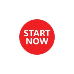 Start Now Button – Red Circular Call to Action Icon on Black Background