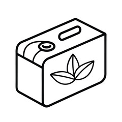 Clean line art illustration of a hand soap box on a white background